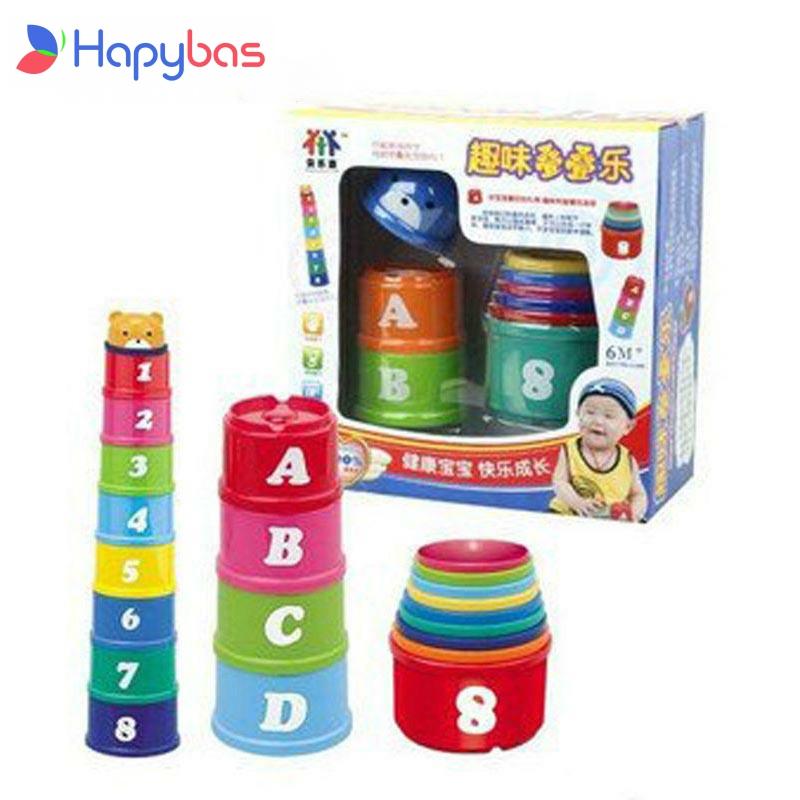 새로운 비 독성 발견 장난감 교육 아기 유아 어린이 측정 스택 번호 문자 아기 장난감으로 piling 컵
